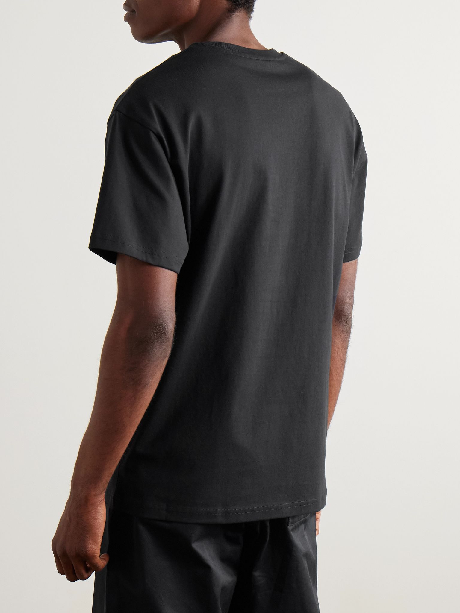 Logo-Appliquéd Cotton-Jersey T-Shirt Black - 3