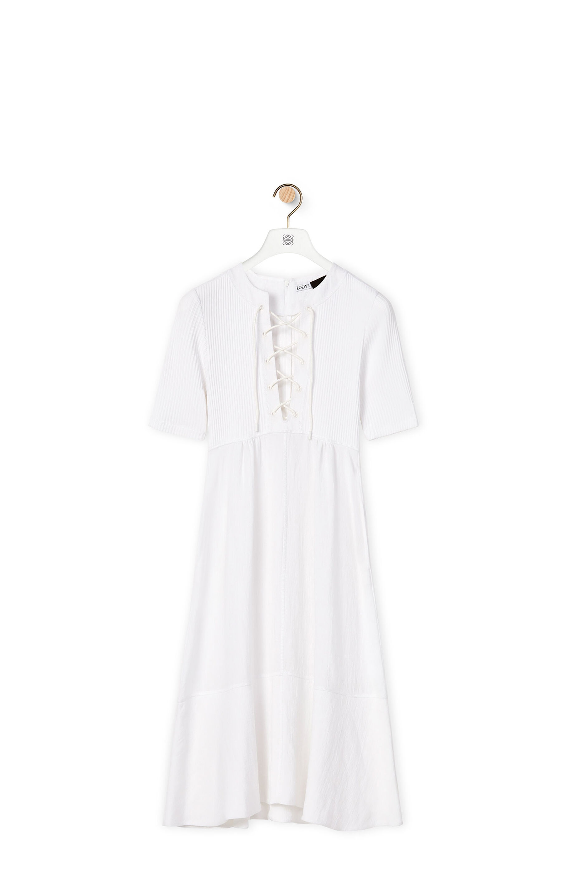 Lace up dress in linen and cotton - 1