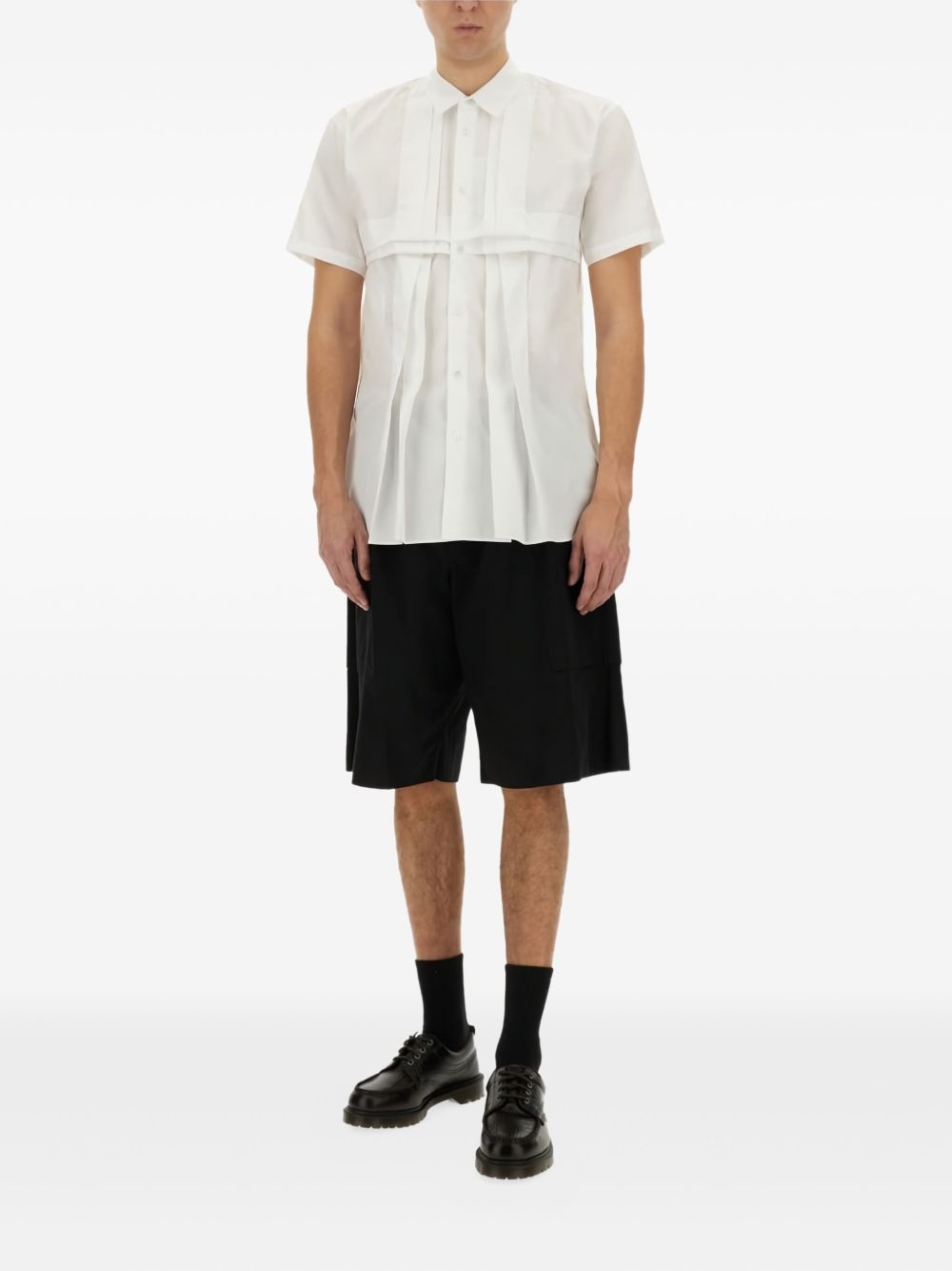 pleated-panel cotton shirt - 2