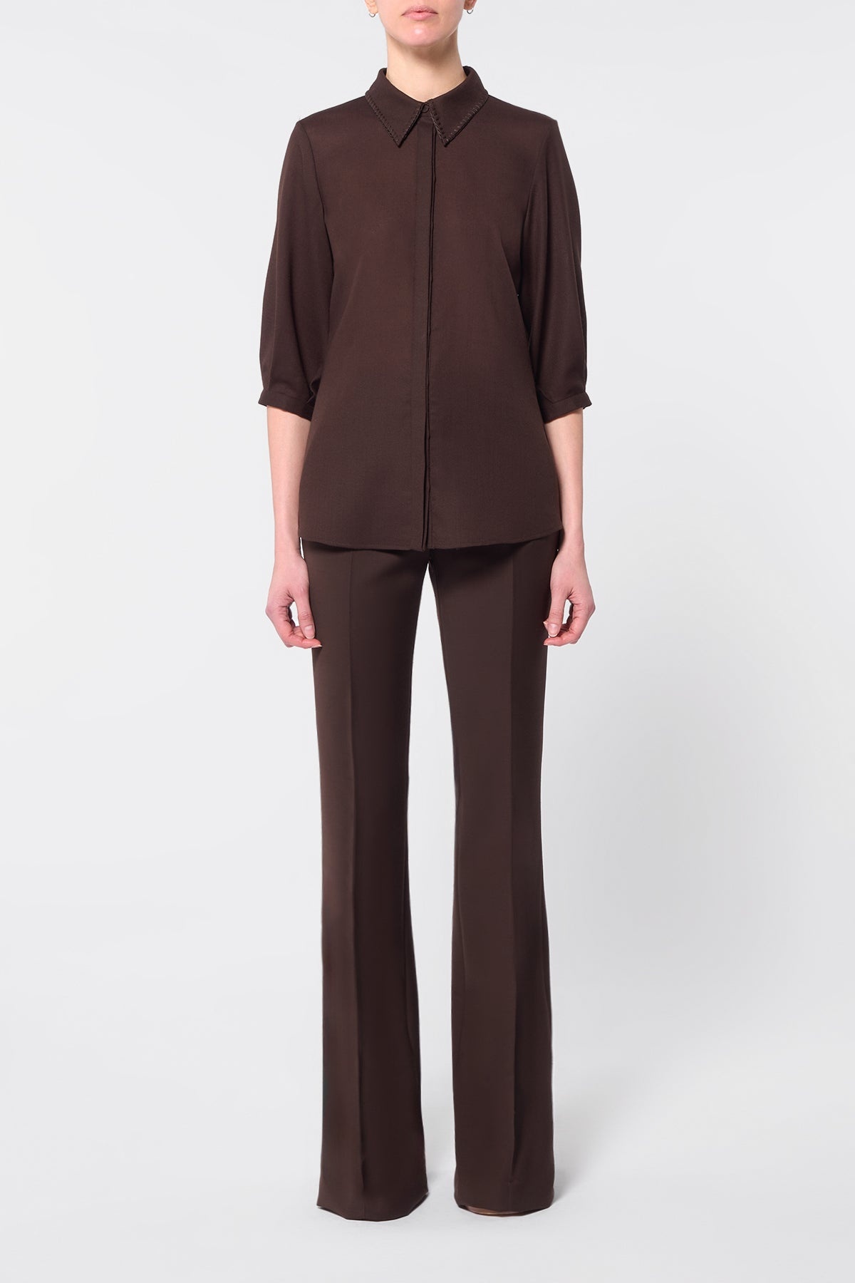 Hadley Blouse in Chocolate Virgin Wool - 2