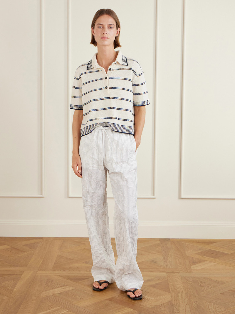 RÓHE Klara Striped Cotton-blend Terry Polo Shirt outlook