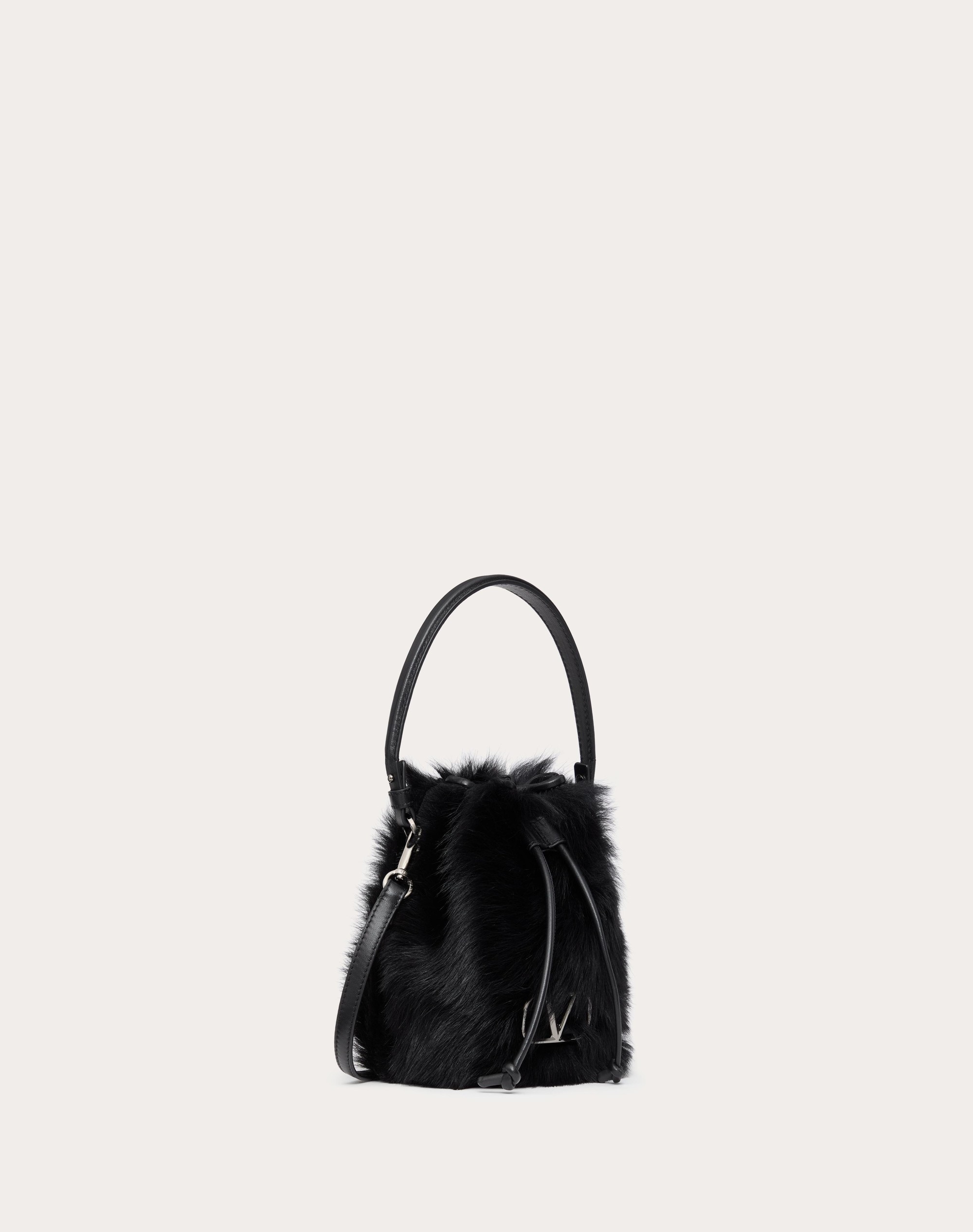 VLOGO SIGNATURE MINI SHEEPSKIN BUCKET BAG - 2