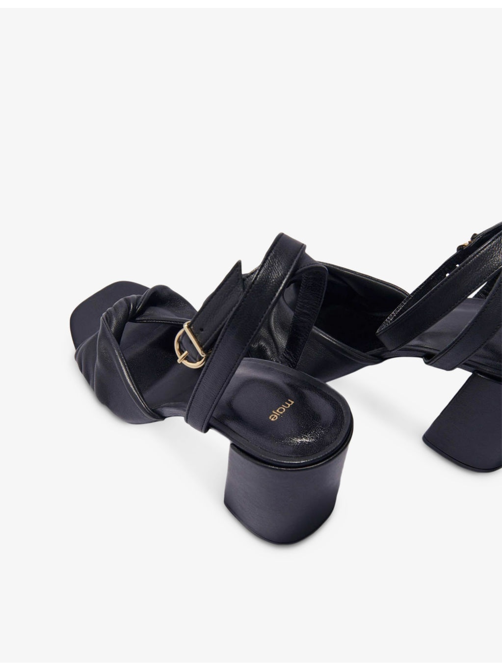 Twisted-Strap Leather Heeled Sandals - 3