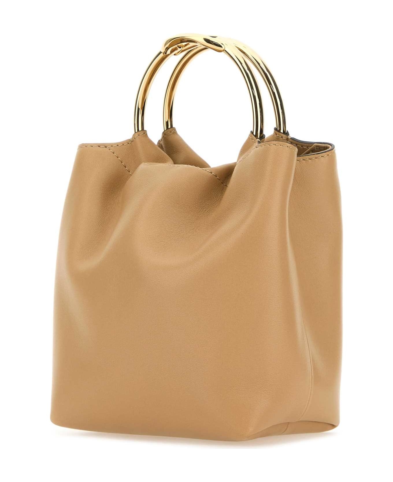 Beige Leather Bucket Bag - 1