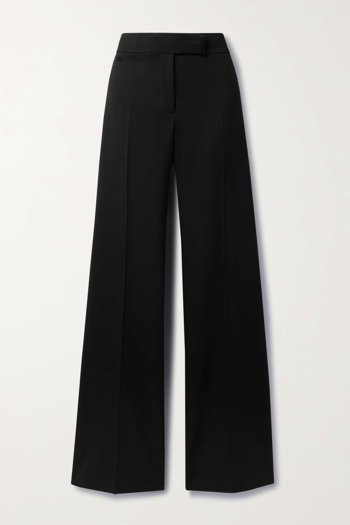 Satin-trimmed grain de poudre wool wide-leg pants - 1