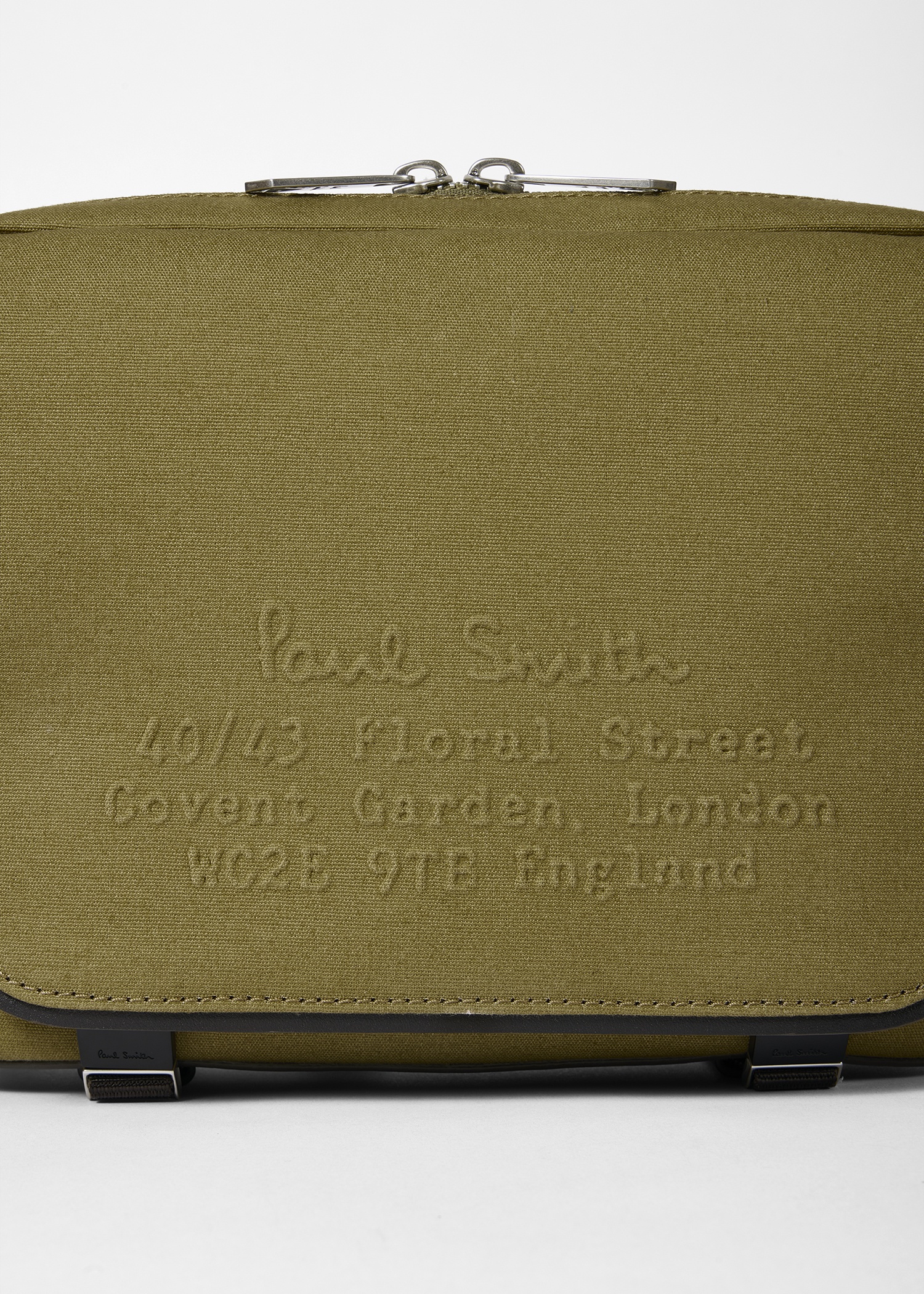 Khaki 'Floral Street' Cotton Canvas Messenger Bag - 6