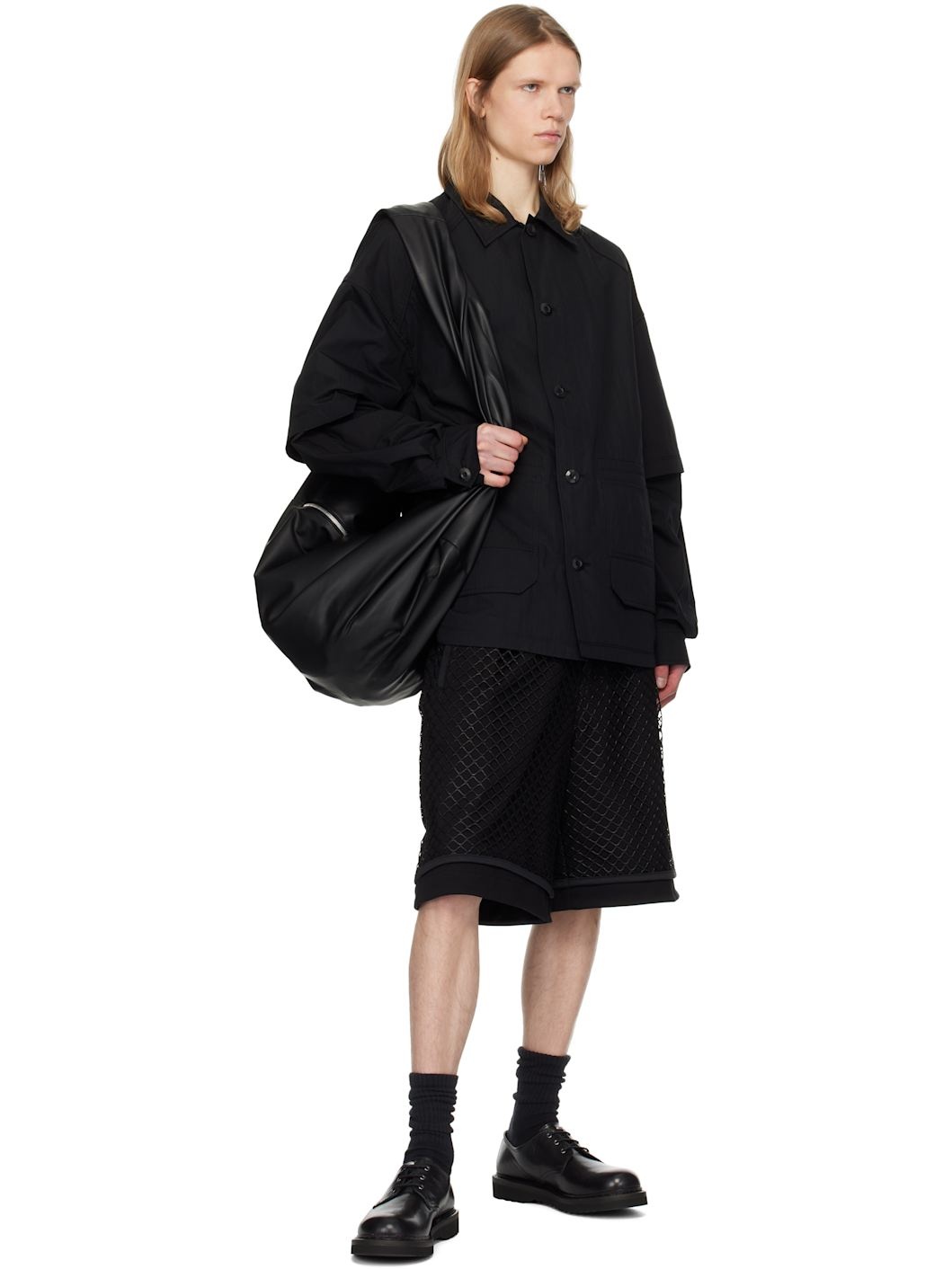 Juun. J Black Dual Sleeve Work Shirt - 4