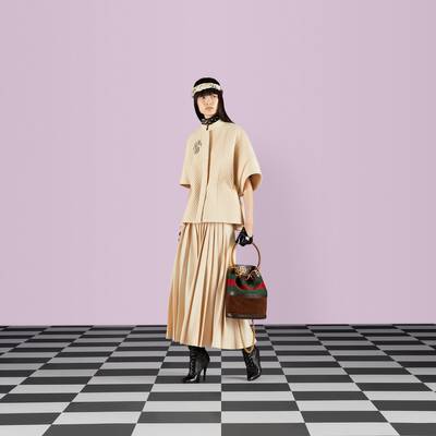 GUCCI Pleated wool flannel skirt outlook