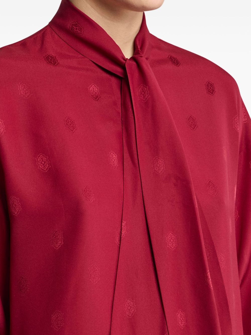 jacquard tie-neck blouse - 4