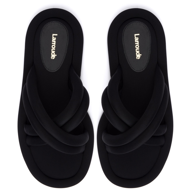 Cali Flat Mule In Black Lycra 3