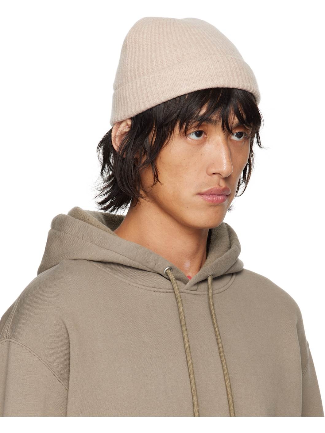 Beige Wool Soft Cord Knit Beanie - 2