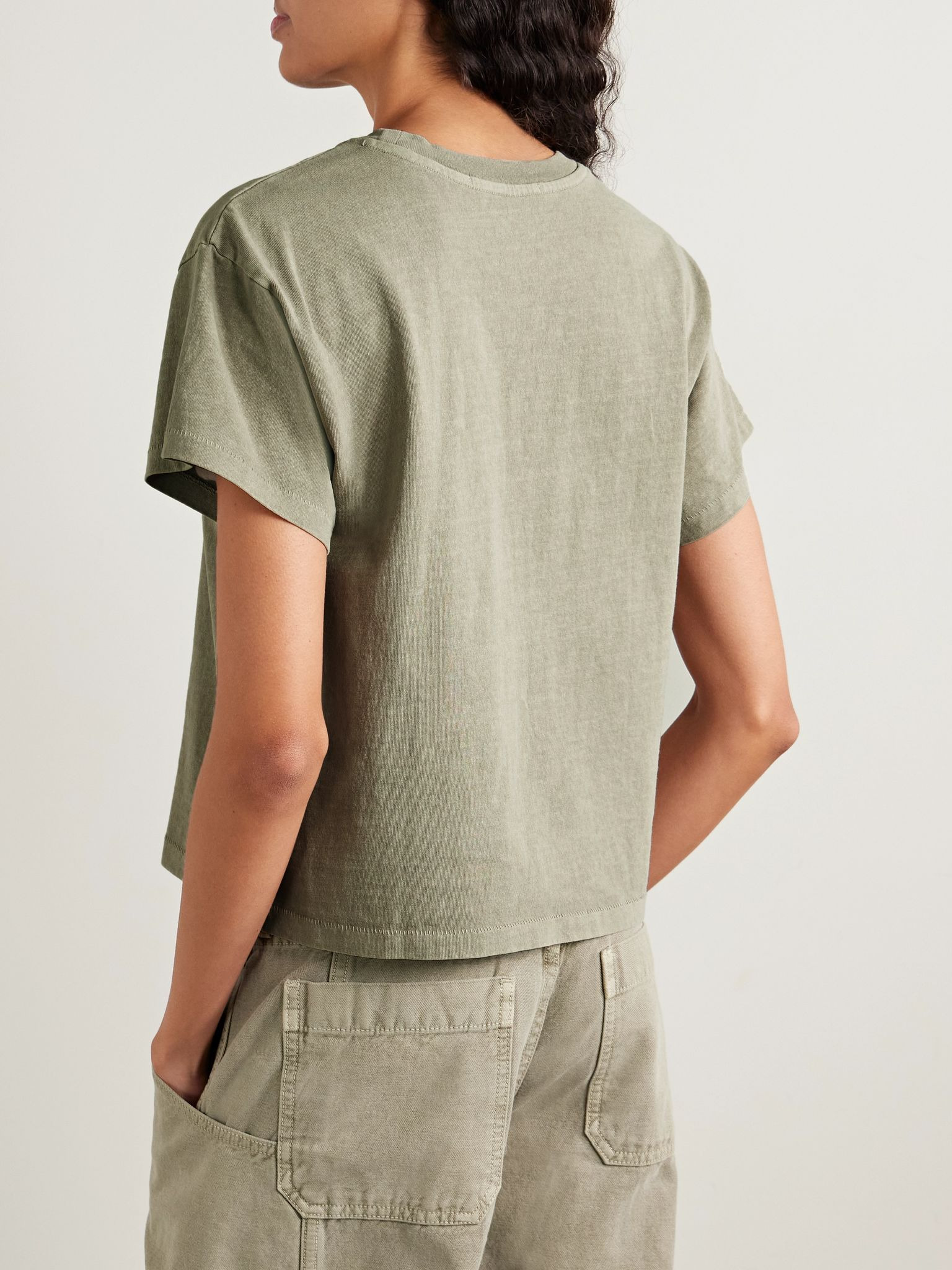 Square cotton-jersey T-shirt Gray green - 3