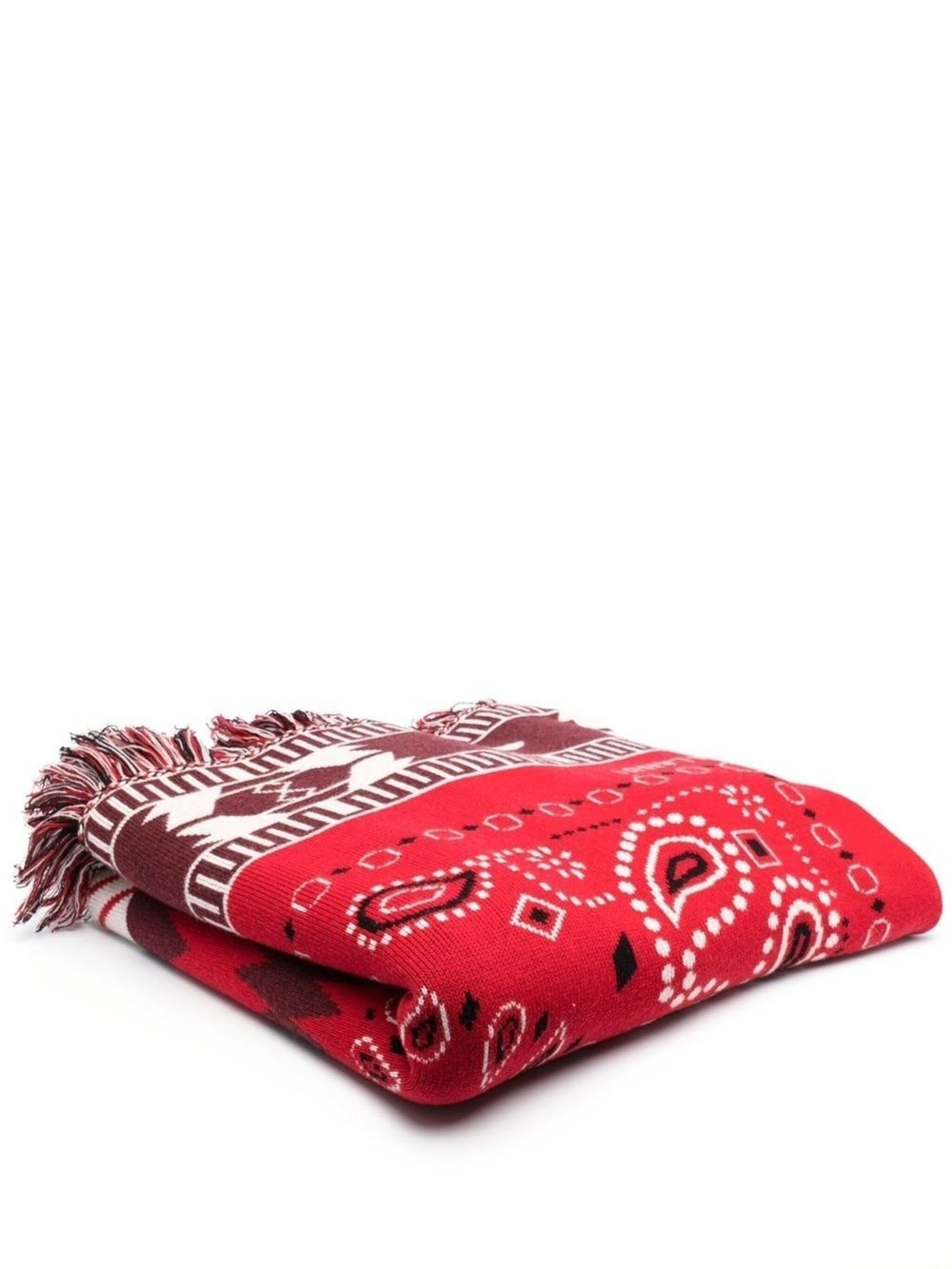 intarsia-knit fringed scarf - 1