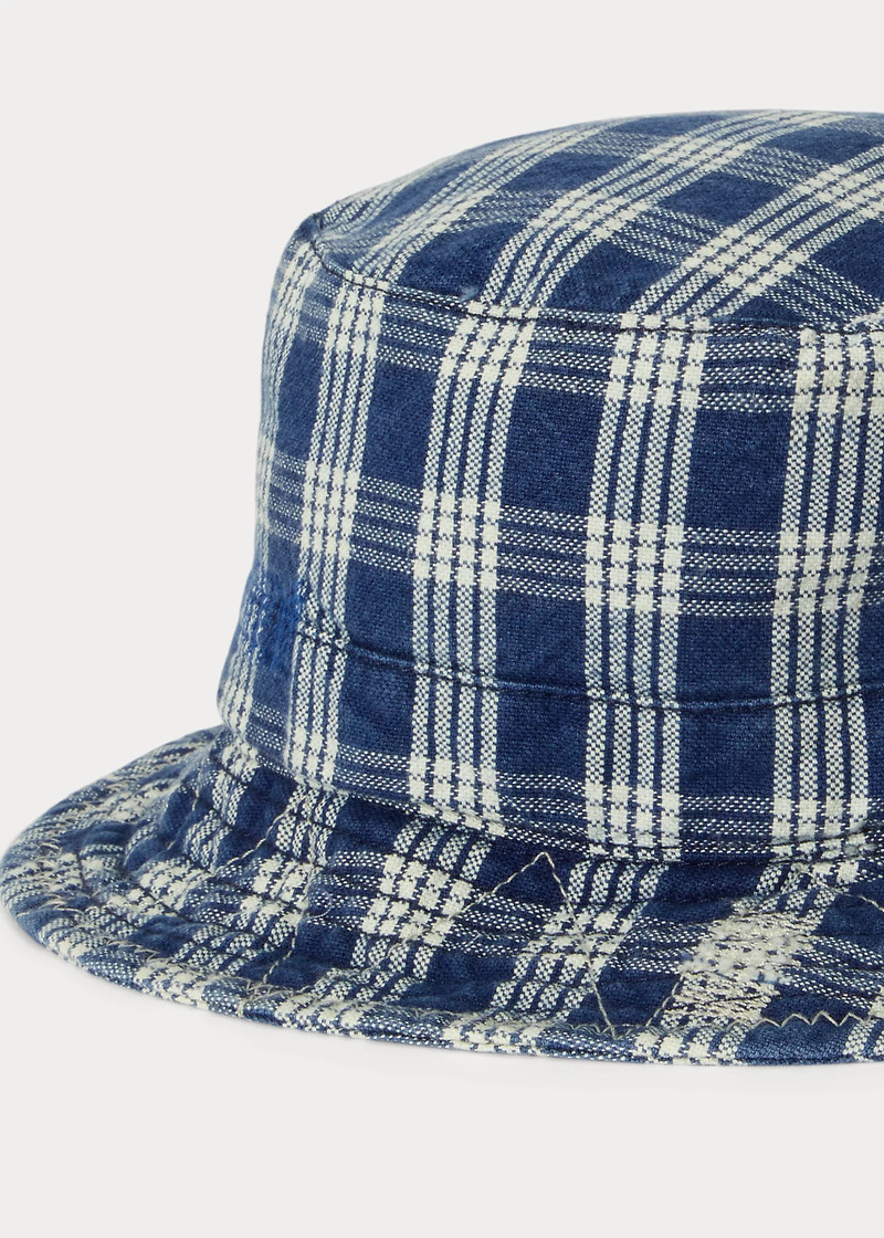 Indigo Plaid Oxford Bucket Hat 3