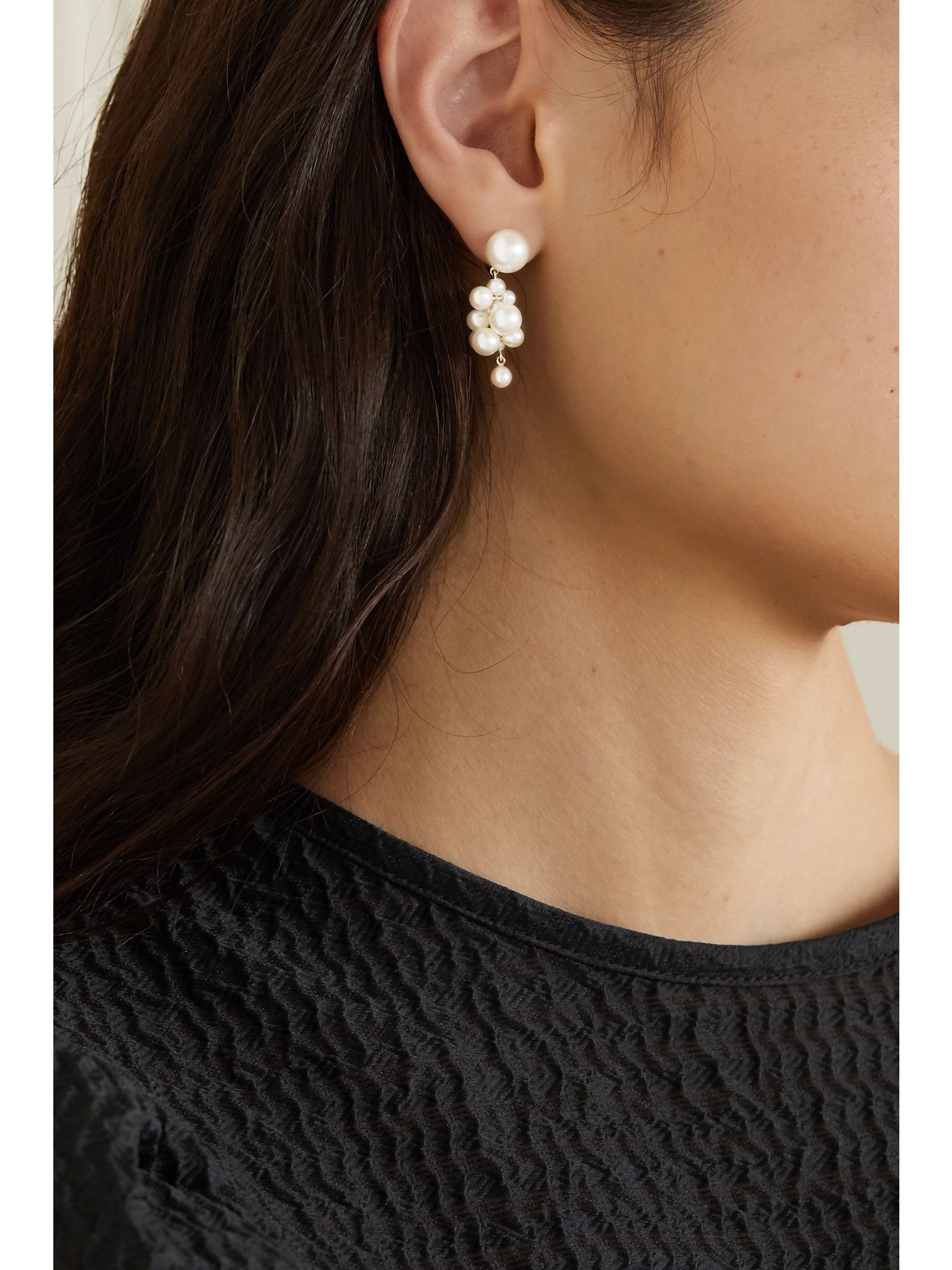 Botticelli 14-karat gold pearl earrings Gold - 4