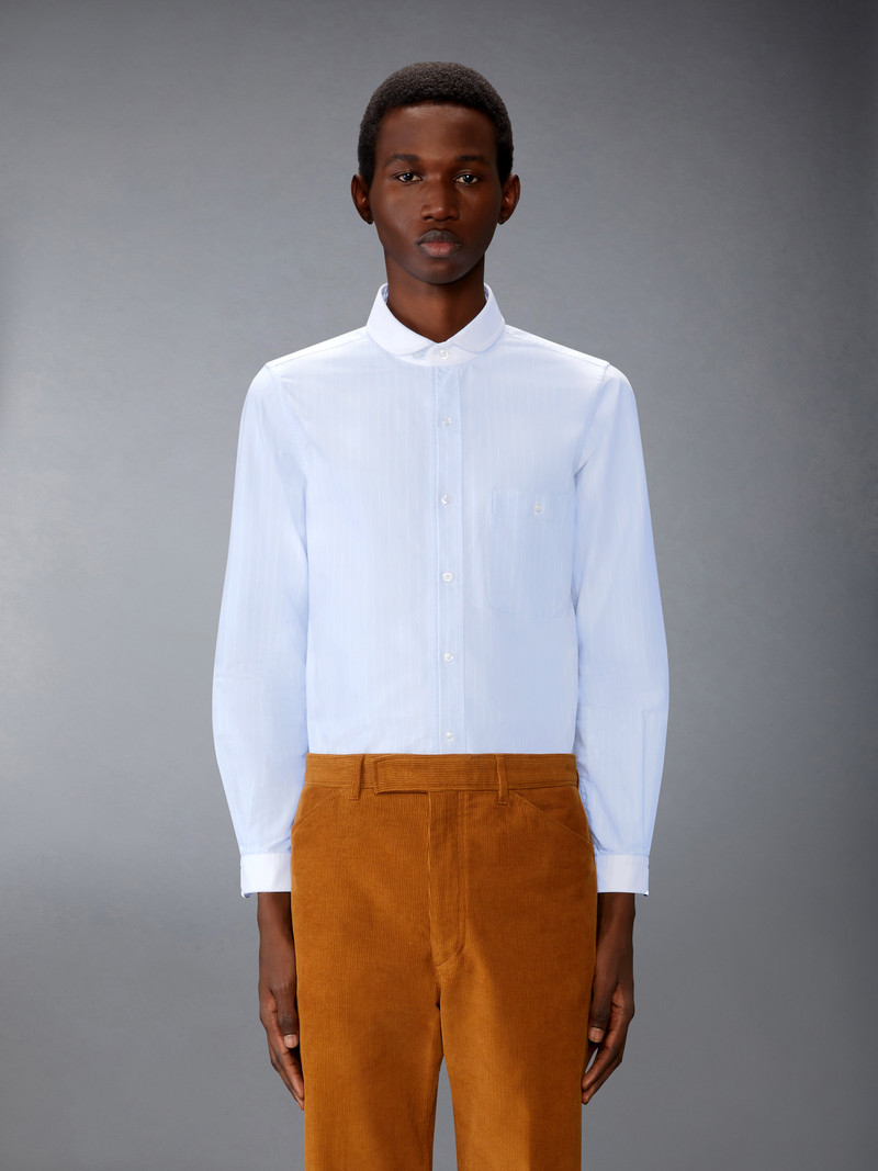 Thom Browne PINSTRIPE OXFORD SHAWL COLLAR SHIRT outlook