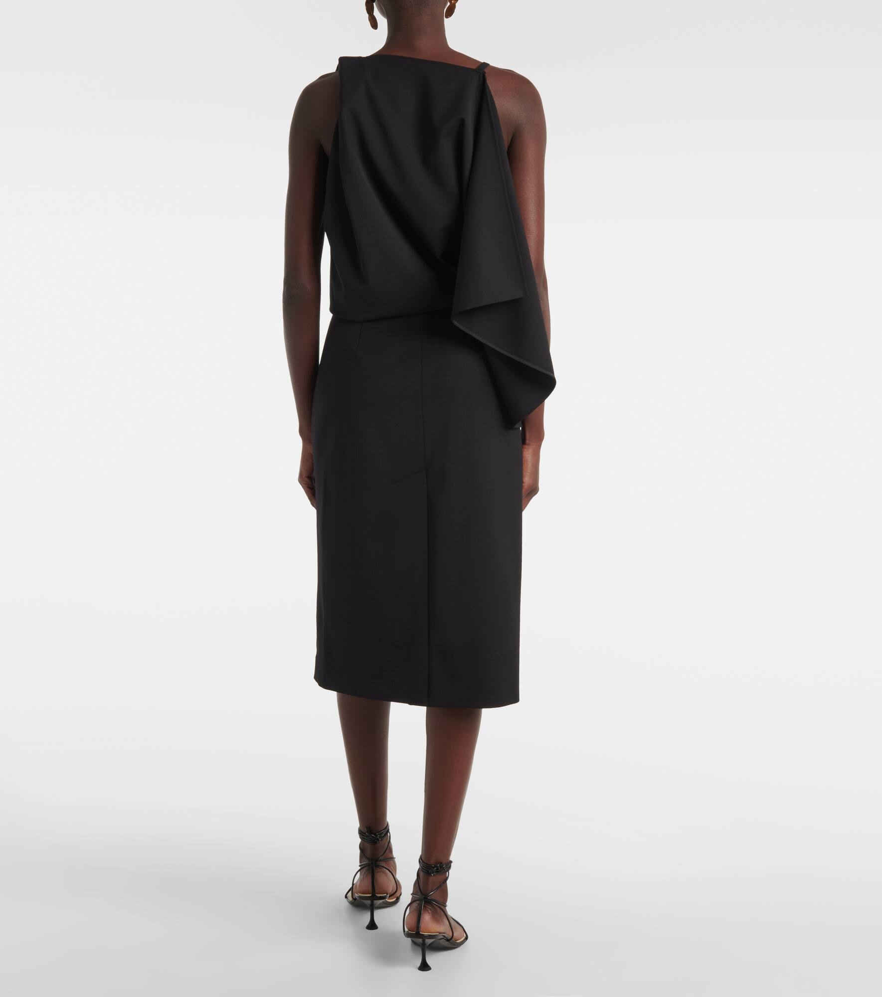 Elena draped wool-blend midi dress - 3
