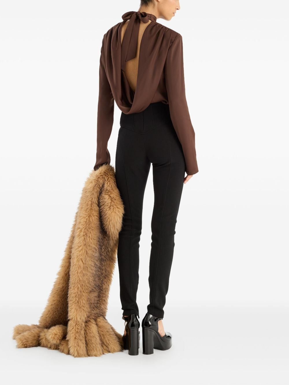 cowl-back long-sleeve top - 3