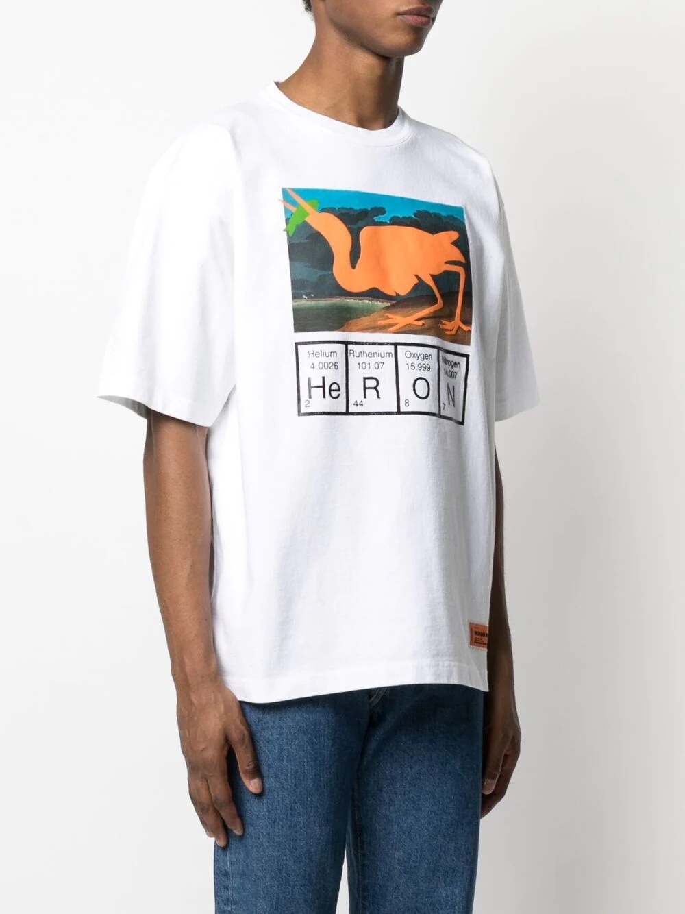 heron-print cotton T-shirt - 3