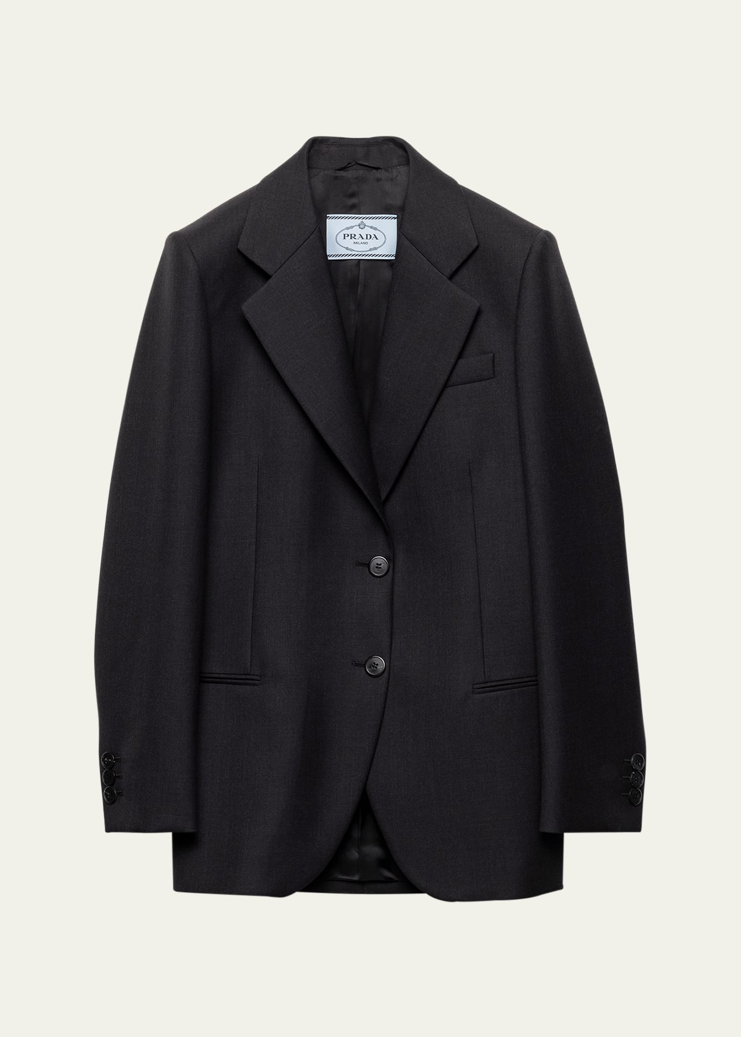 Wool Gabardine Single-Breasted Blazer - 1