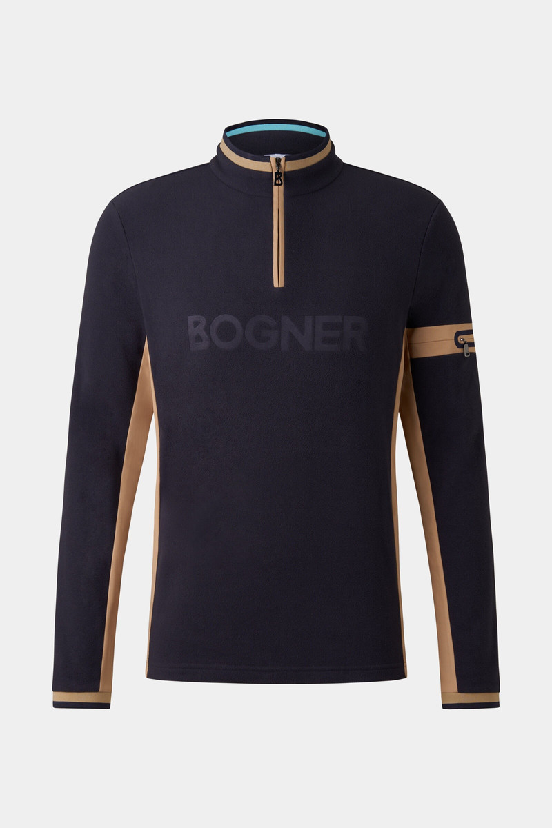 Gilbert Fleece longsleeve in Navy blue/Beige 1