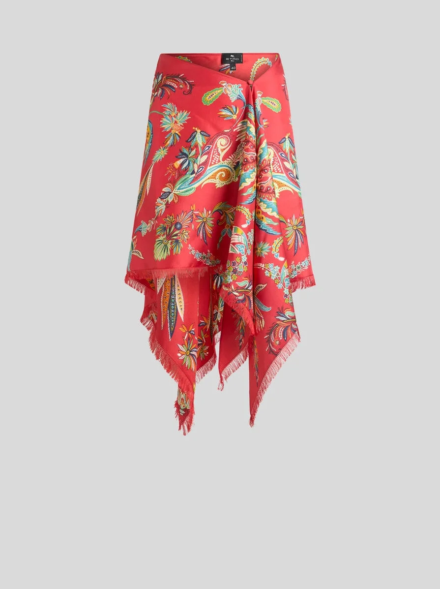 SILK COVER-UP PAREO WITH PAISLEY FOLIAGE MOTIF - 1
