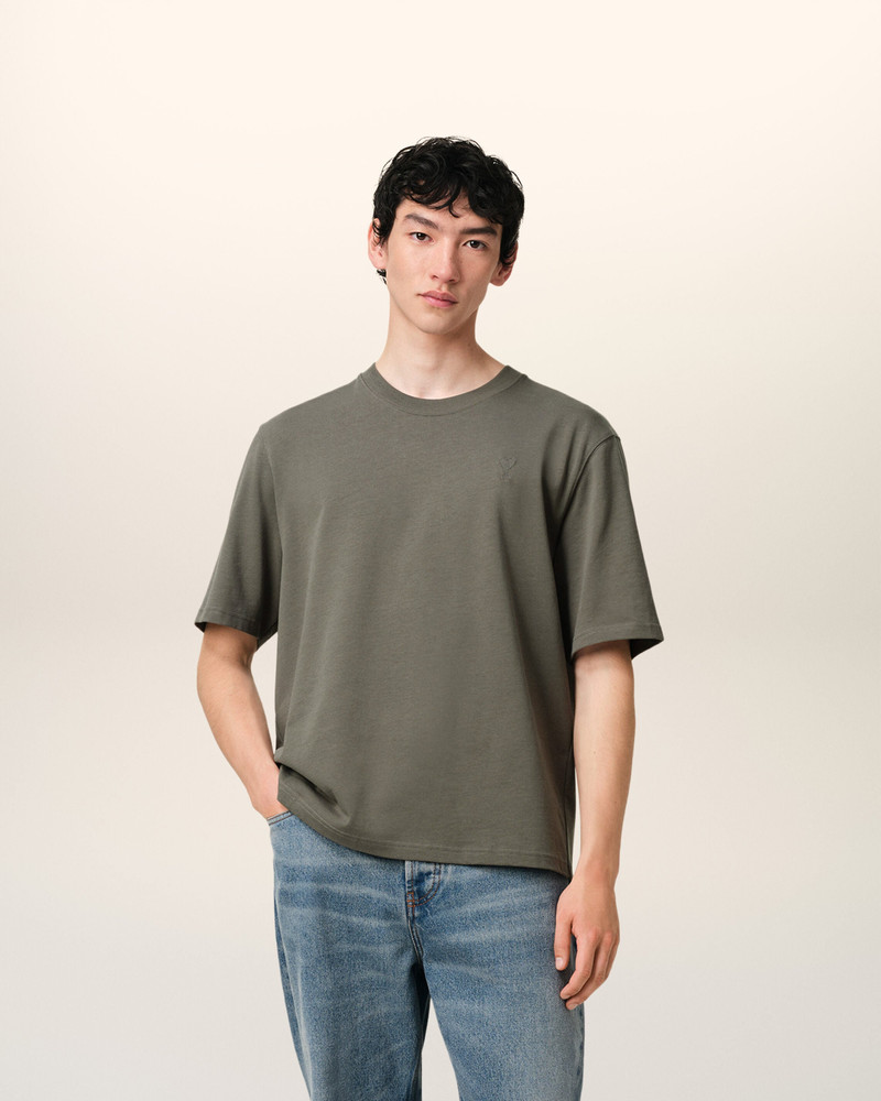 AMI Paris TAUPE COTTON TONAL AMI DE COEUR T-SHIRT outlook