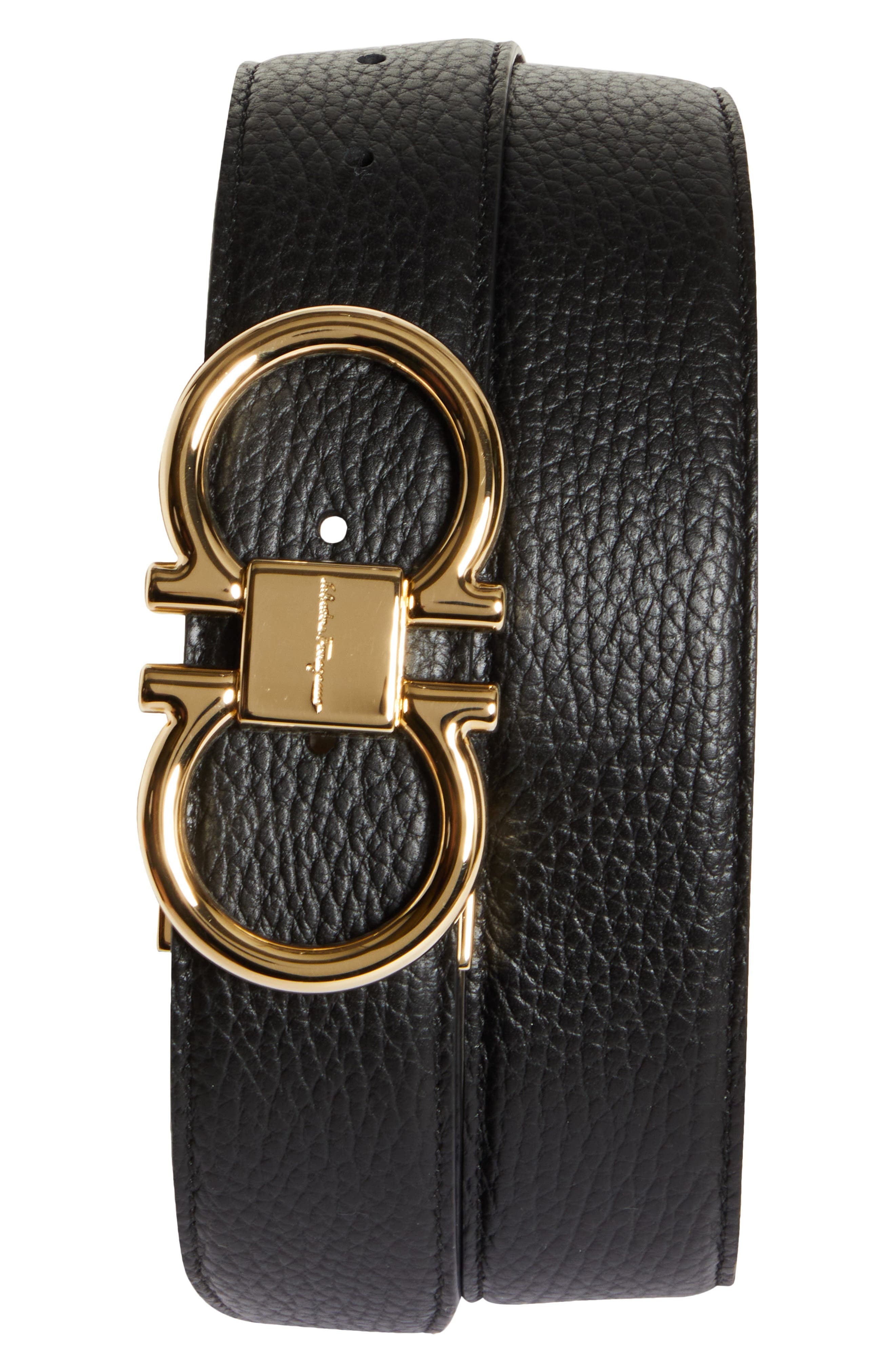 Reversible Double Gancini Leather Belt - 1