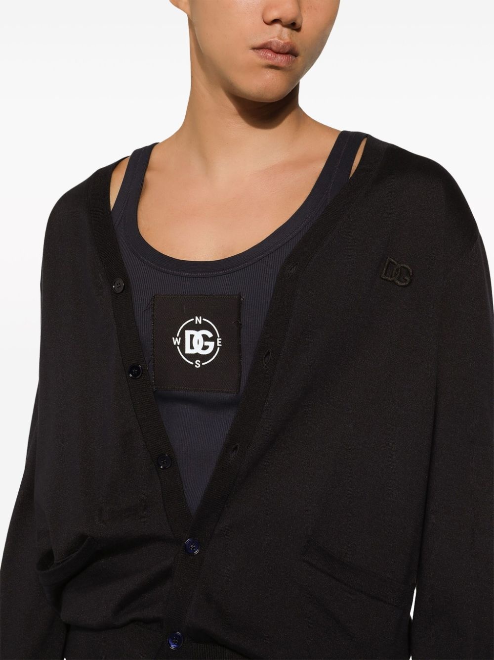 logo-embroidered silk cardigan - 5