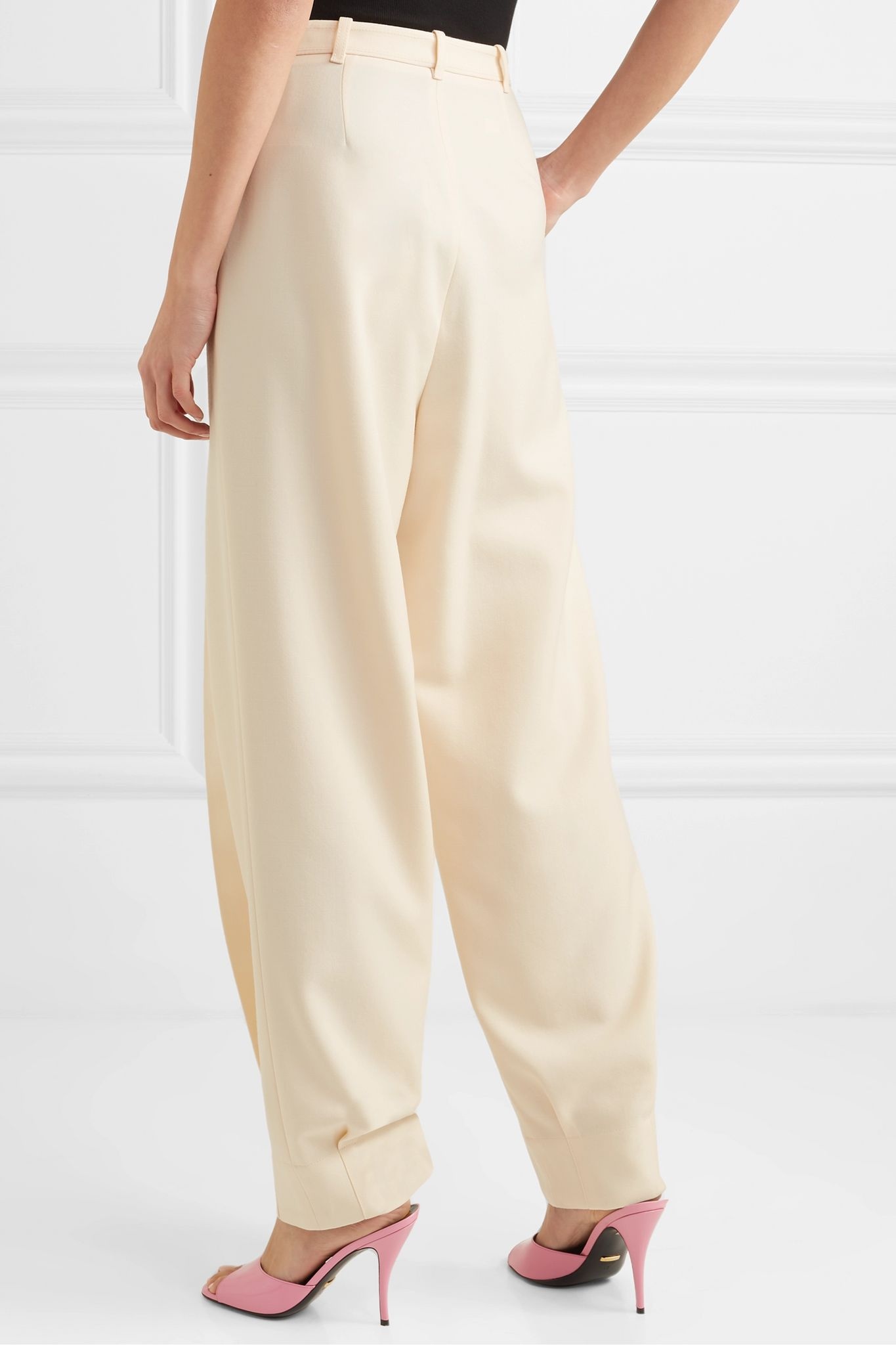 Pleated wool tapered pants  - 4