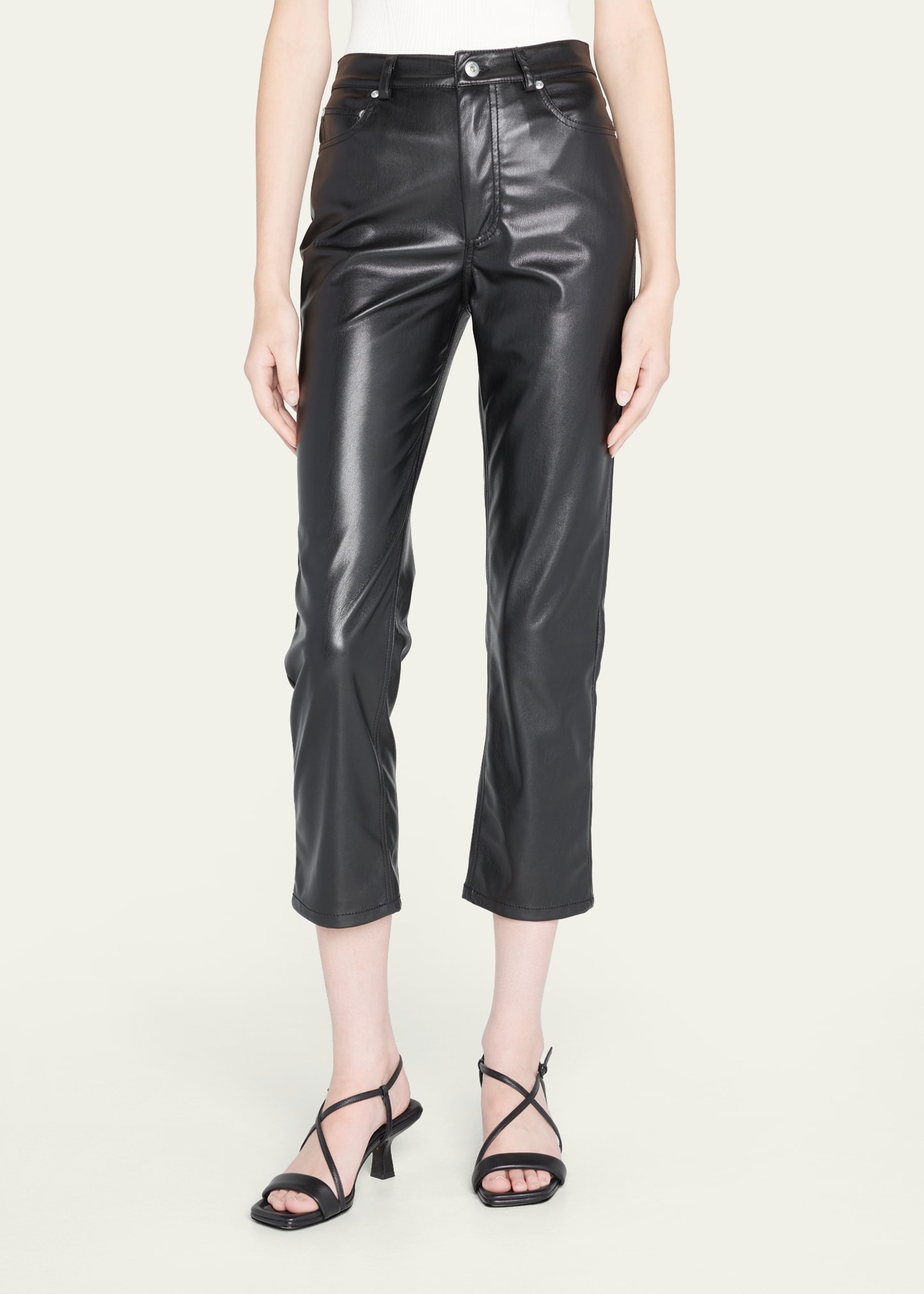 River High-Rise Vegan Leather Stretch Pants - 4