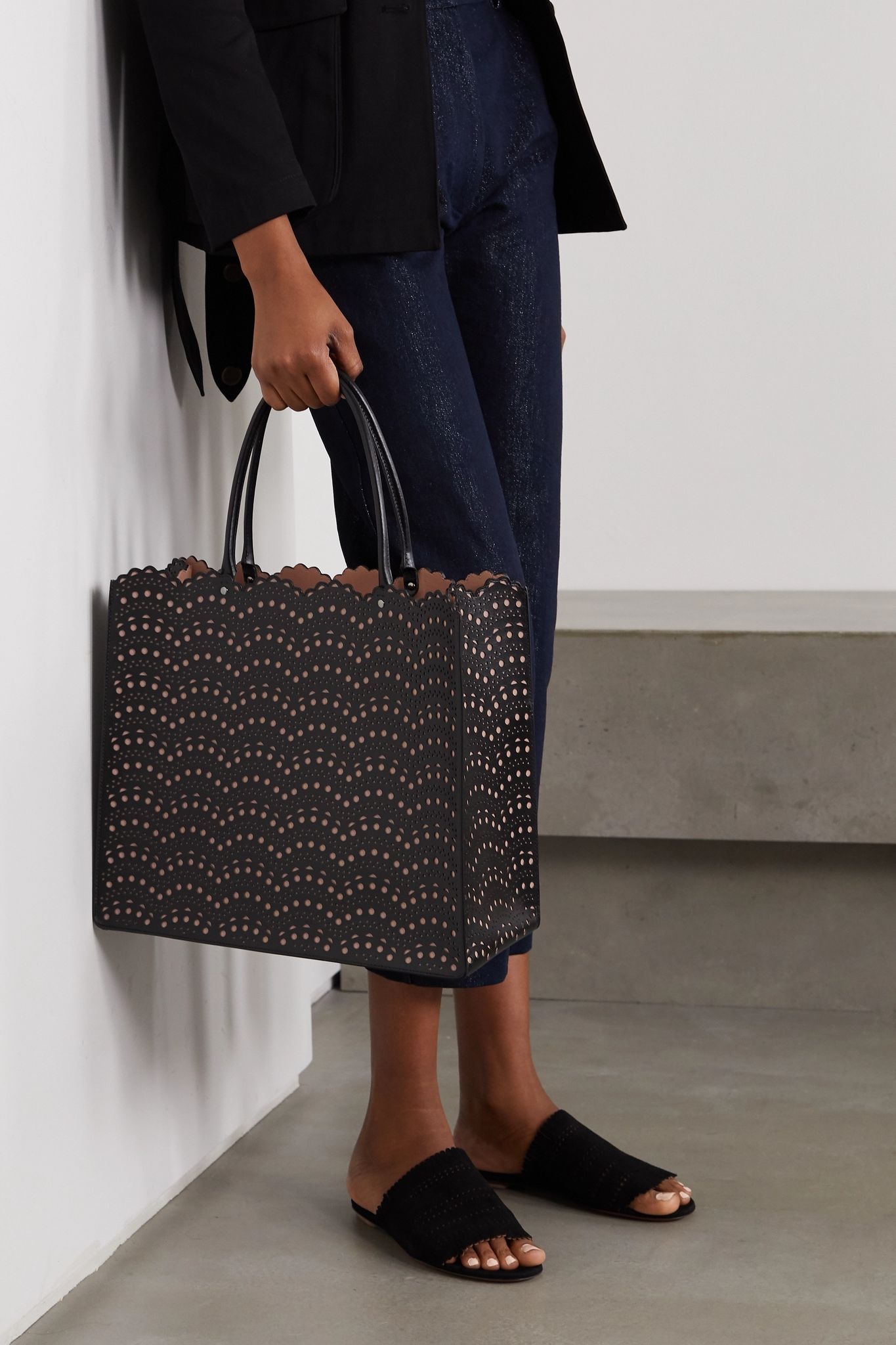 Garance medium scalloped laser-cut leather tote - 2