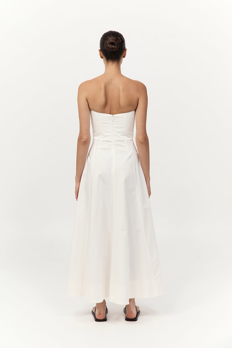 Sculpted Cotton Strapless Dress - Milk - 6