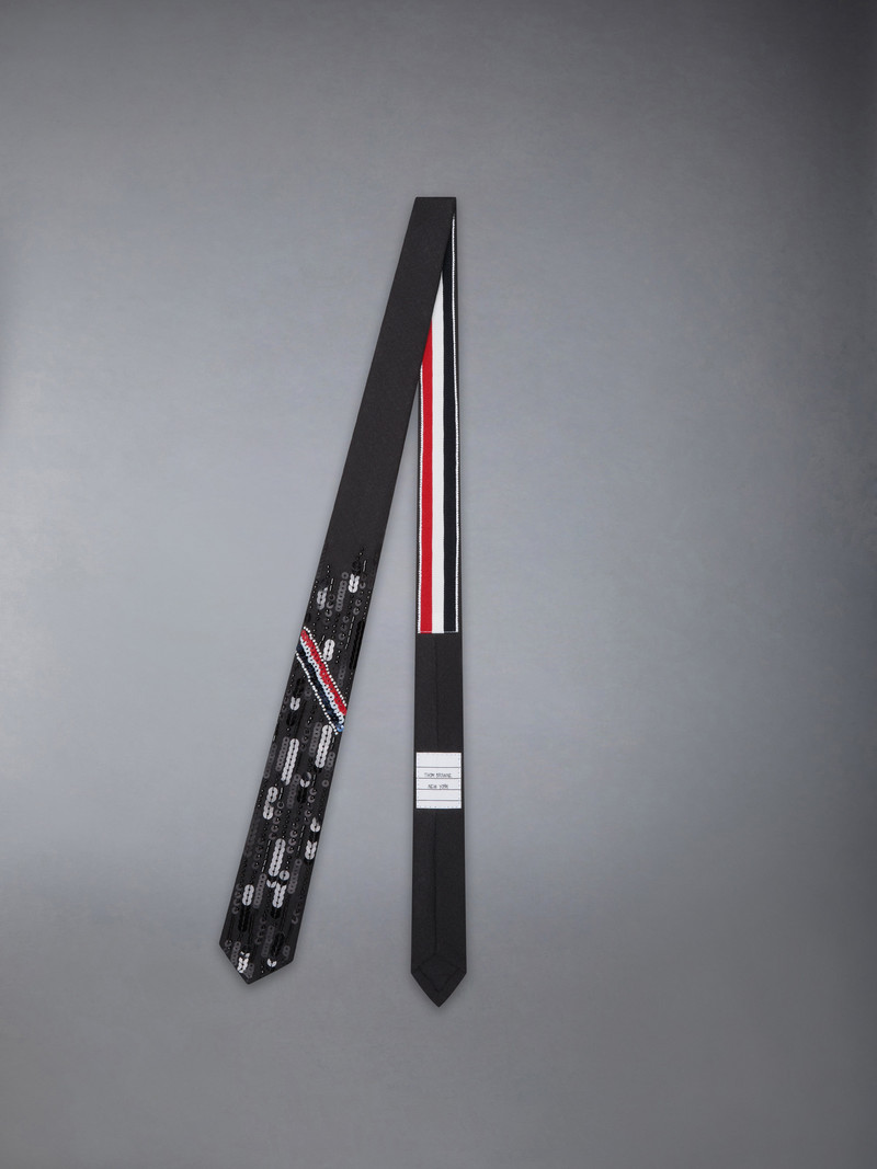 Thom Browne FRESCO WOOL EMBROIDERED SHORT TIE outlook