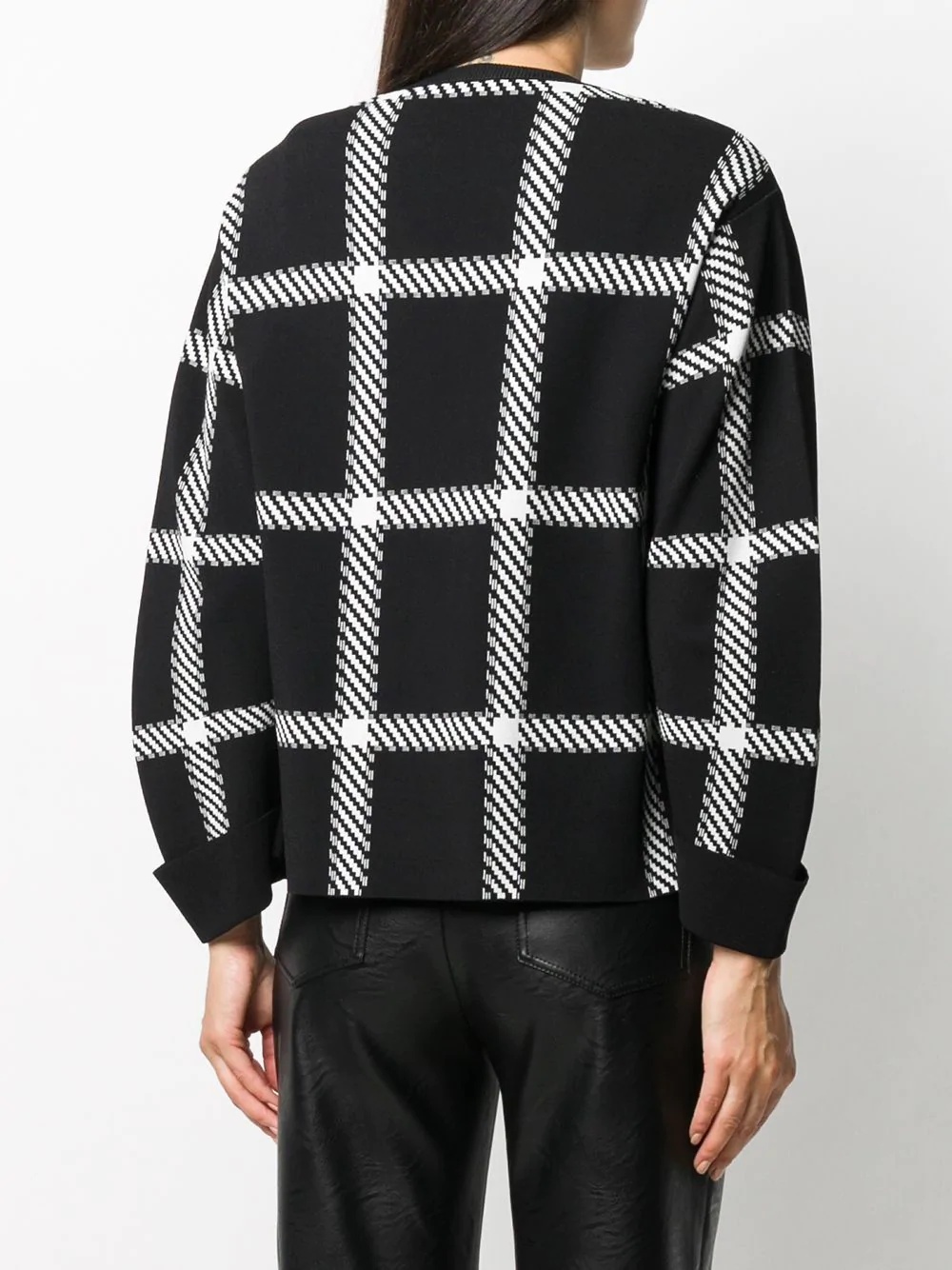   windowpane check print sweatshirt   - 4