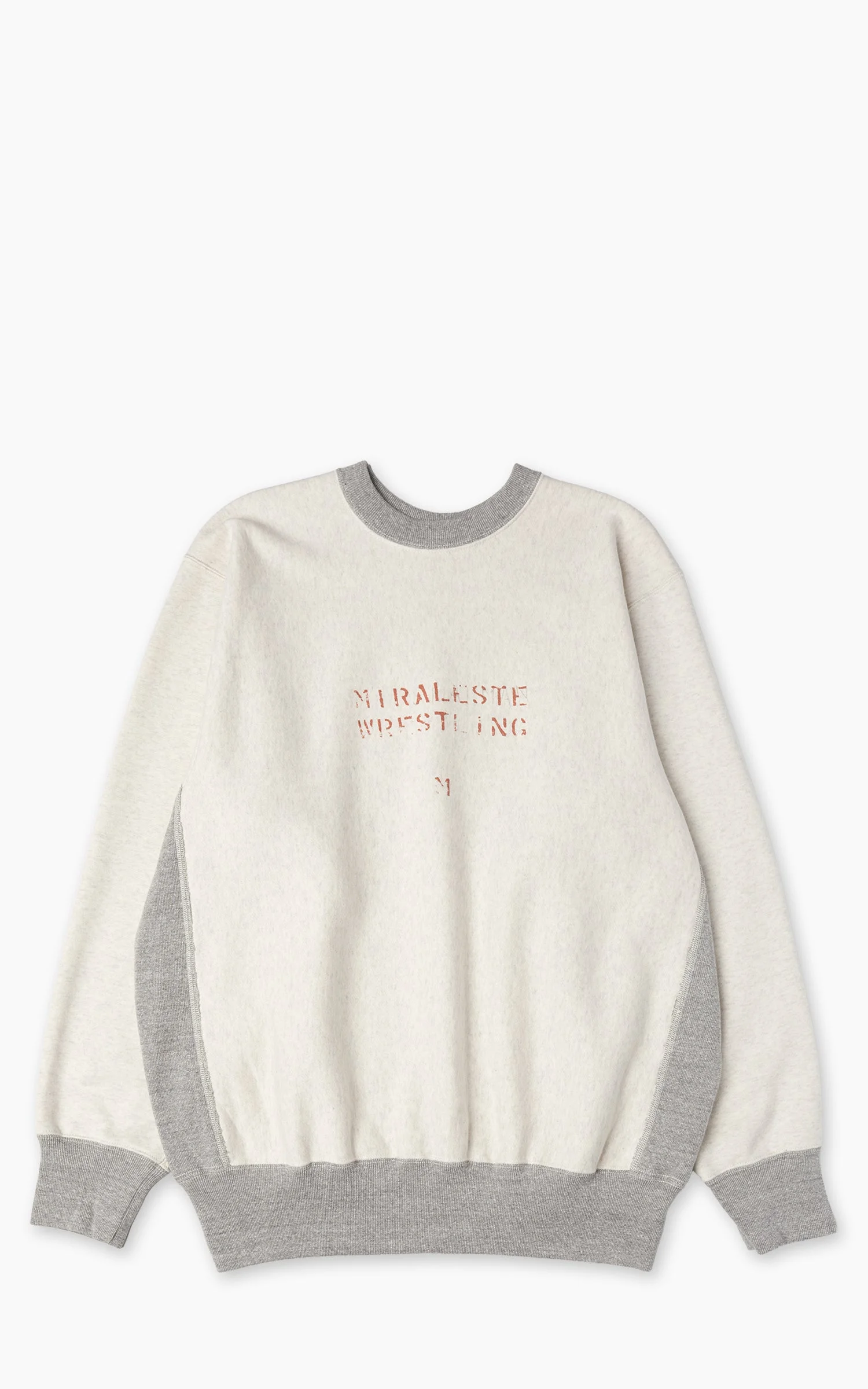 ORSLOW HEAVYWEIGHT CROSS GRAIN SIDE RIB TWO-TONE PRINTED SWEATSHIRT ECRU - 1