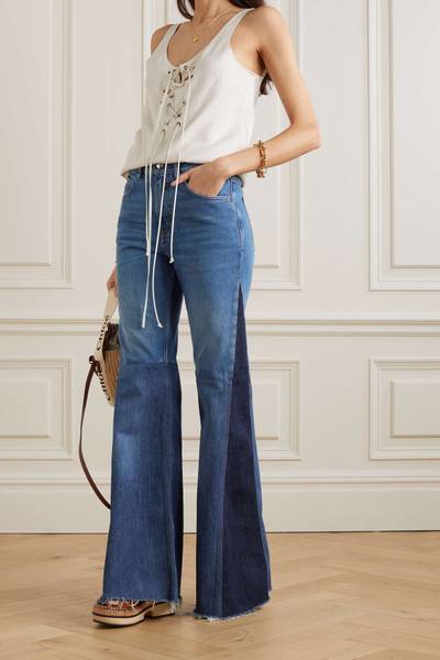 Chloé Frayed two-tone high-rise flared jeans outlook