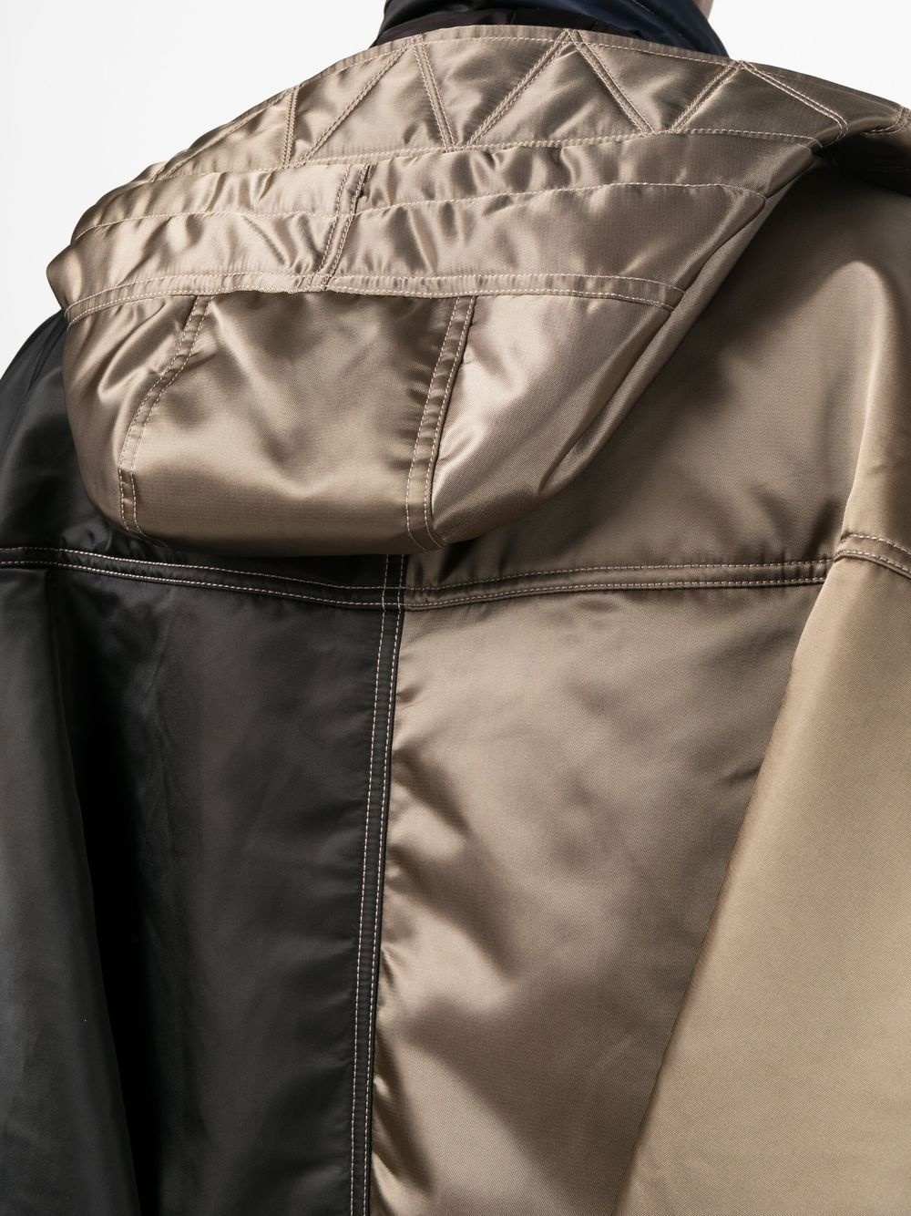 oversized colour-block hooded coat - 5