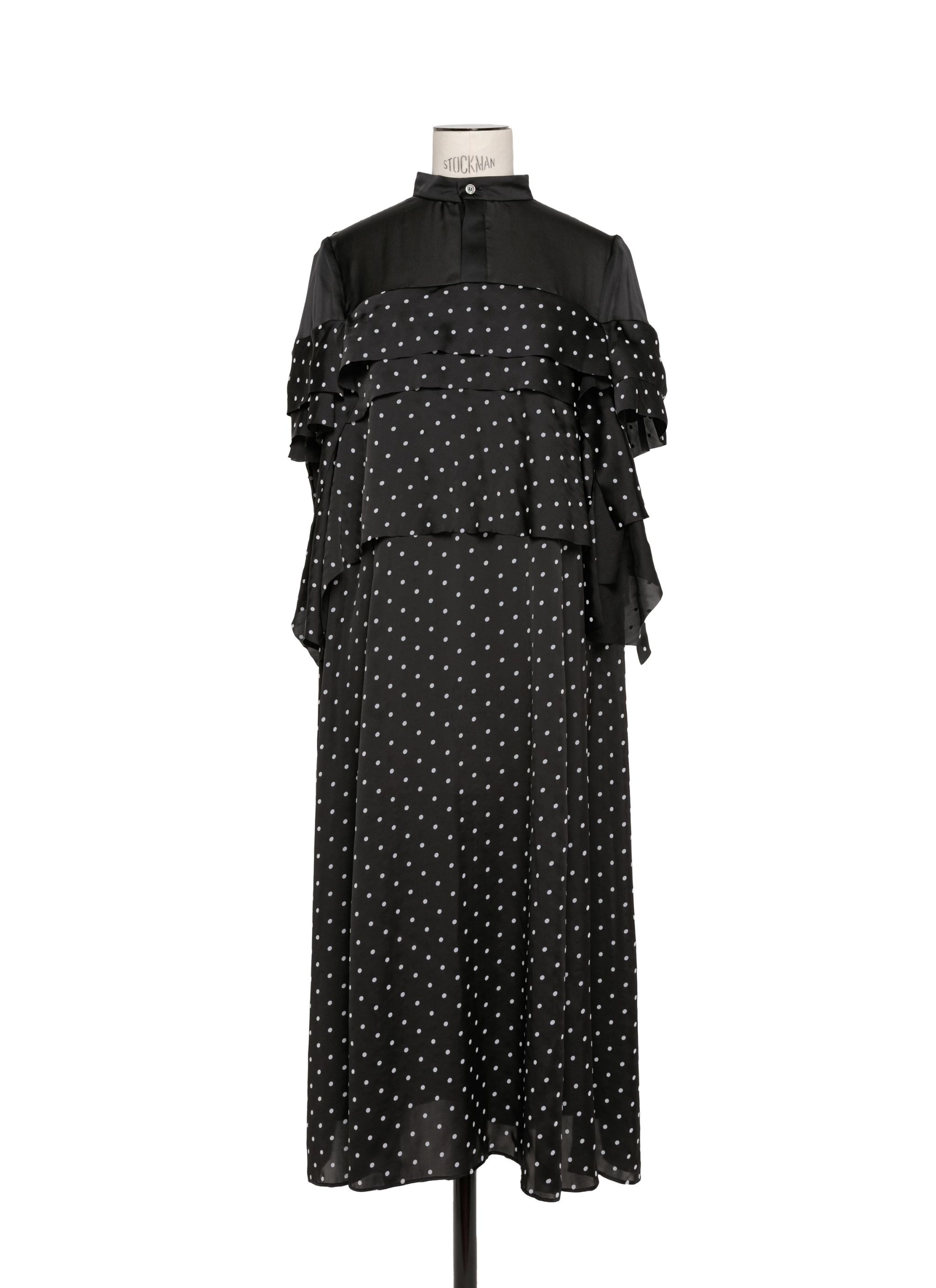 Polka Dot Flock Print Dress - 1
