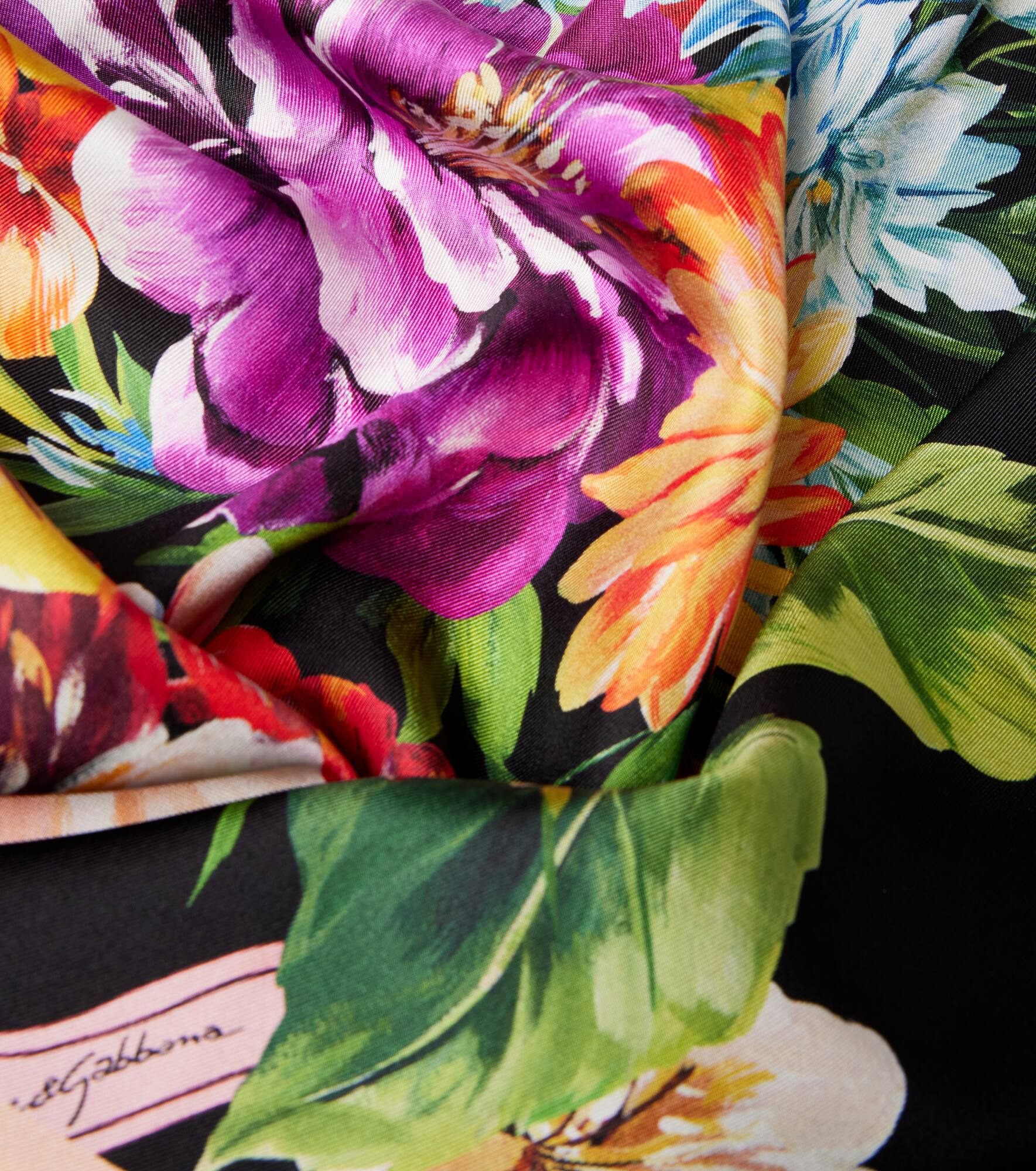 Floral silk twill scarf - 3