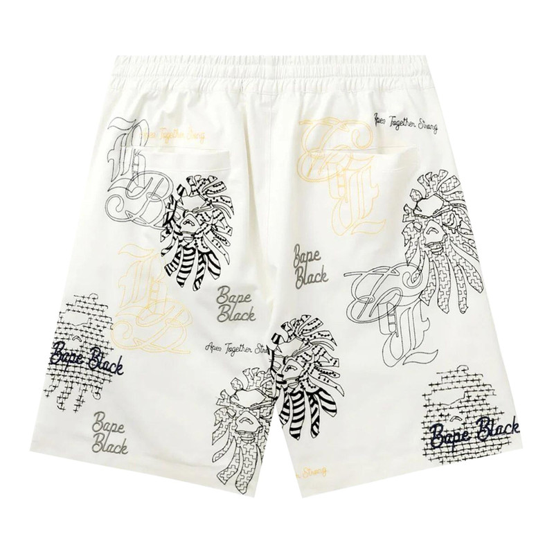 A BATHING APE® BAPE Black Bape Graphic Stitch Shorts 'White' outlook