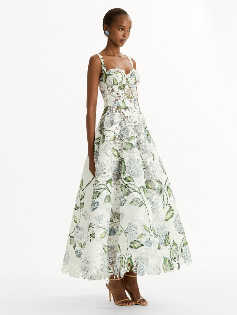 PORCELAIN FLOWER GUIPURE COCKTAIL DRESS 4