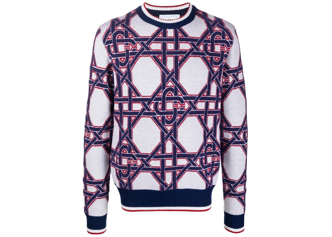 Casablanca Intarsia Knit Logo Jumper Red/White/Blue - 1