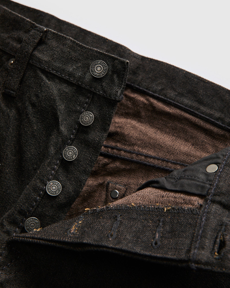 "Teacore Black x Brown" 14oz Rinsed Black Selvedge Denim - Slim Tapered Fit 7