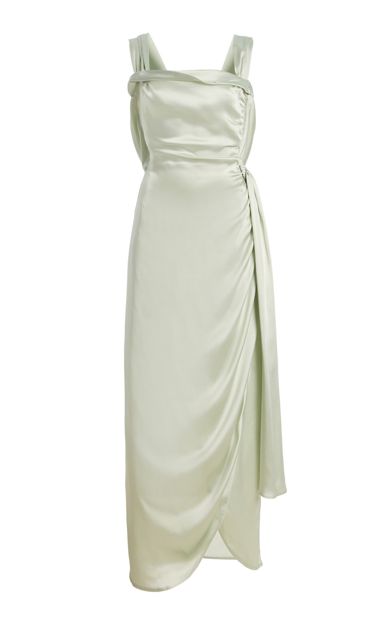 Satin Maxi Dress green 1