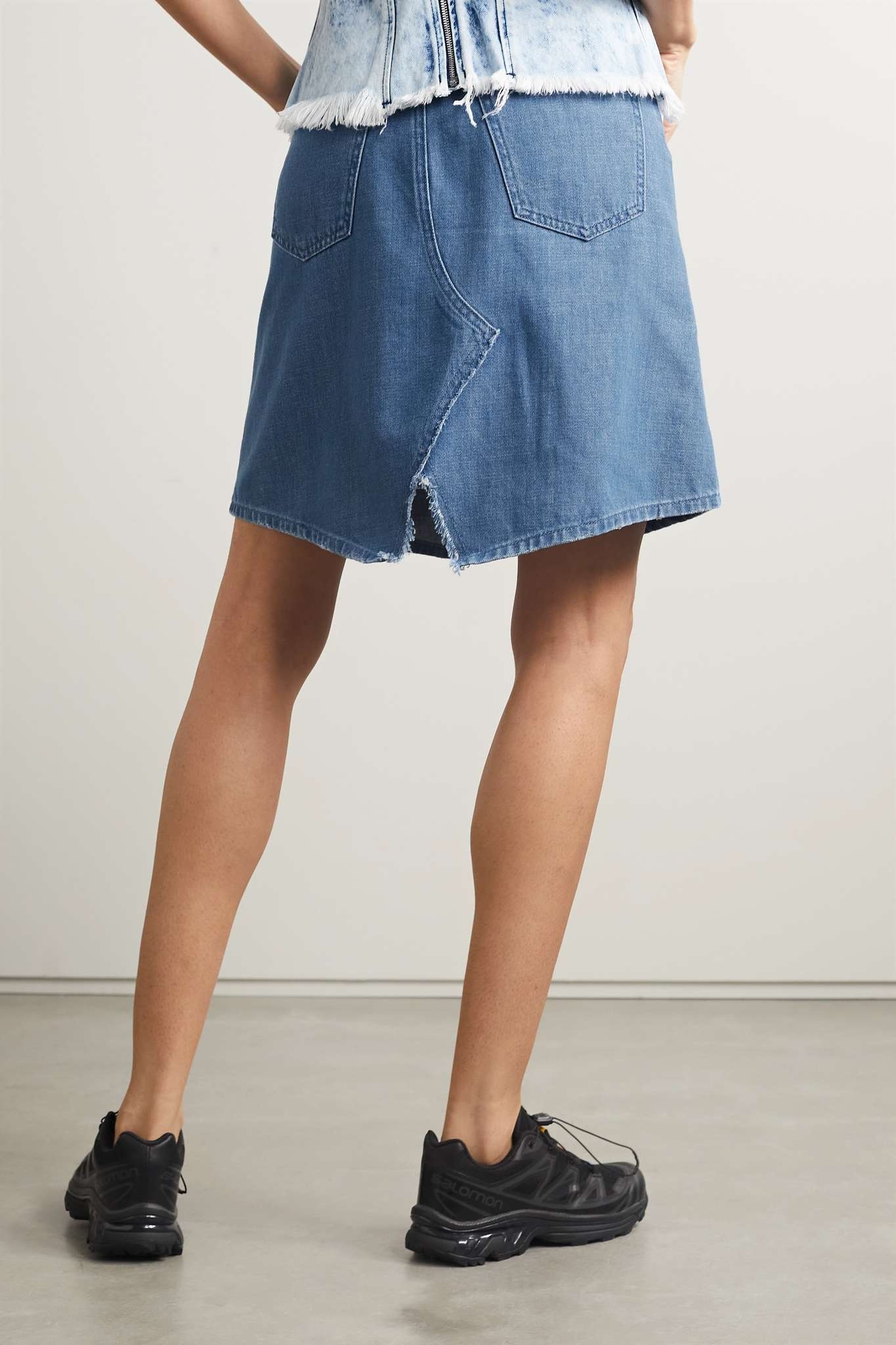 Frayed denim mini skirt - 3