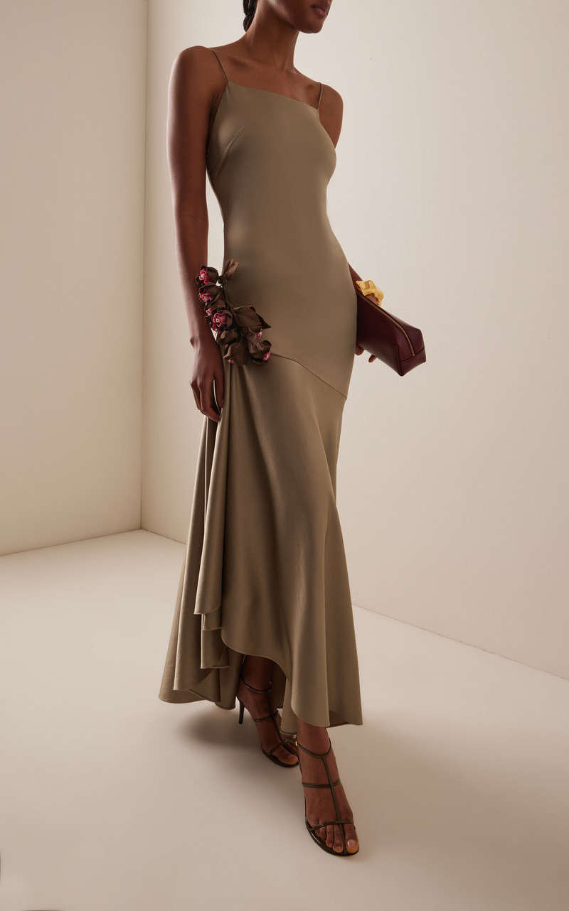 Alejandra Alonso Rojas Exclusive Draped Satin Gown green outlook