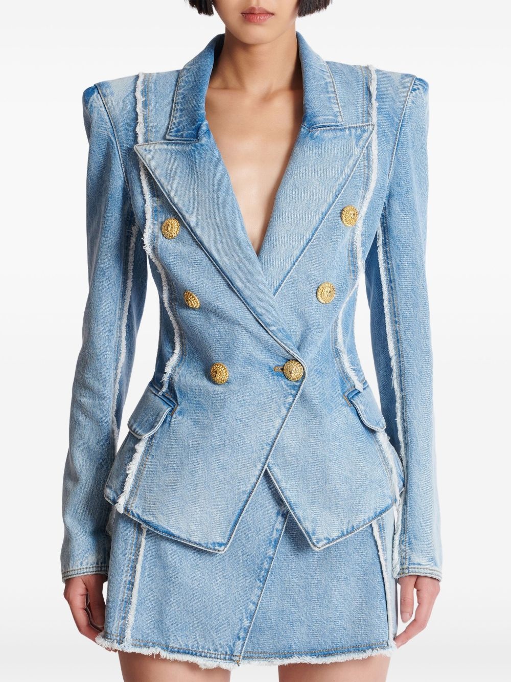 raw edge denim jacket - 5