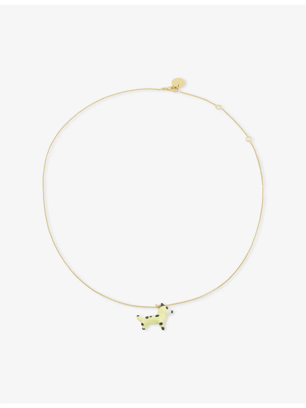 Enamelled Dog Charm Brass Necklace - 1