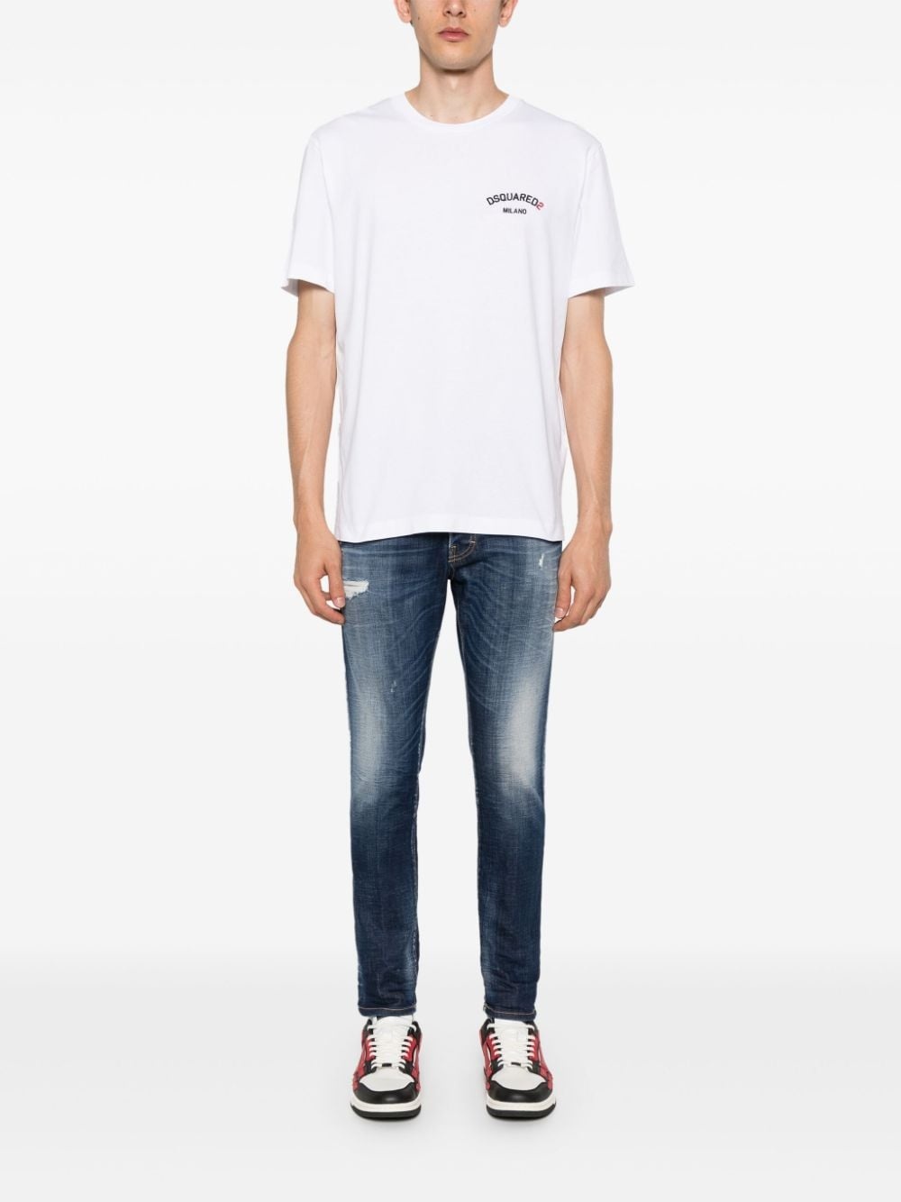 logo-embroidered cotton T-shirt - 2